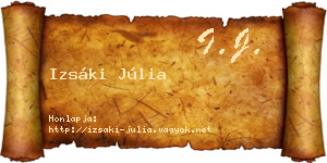 Izsáki Júlia névjegykártya
